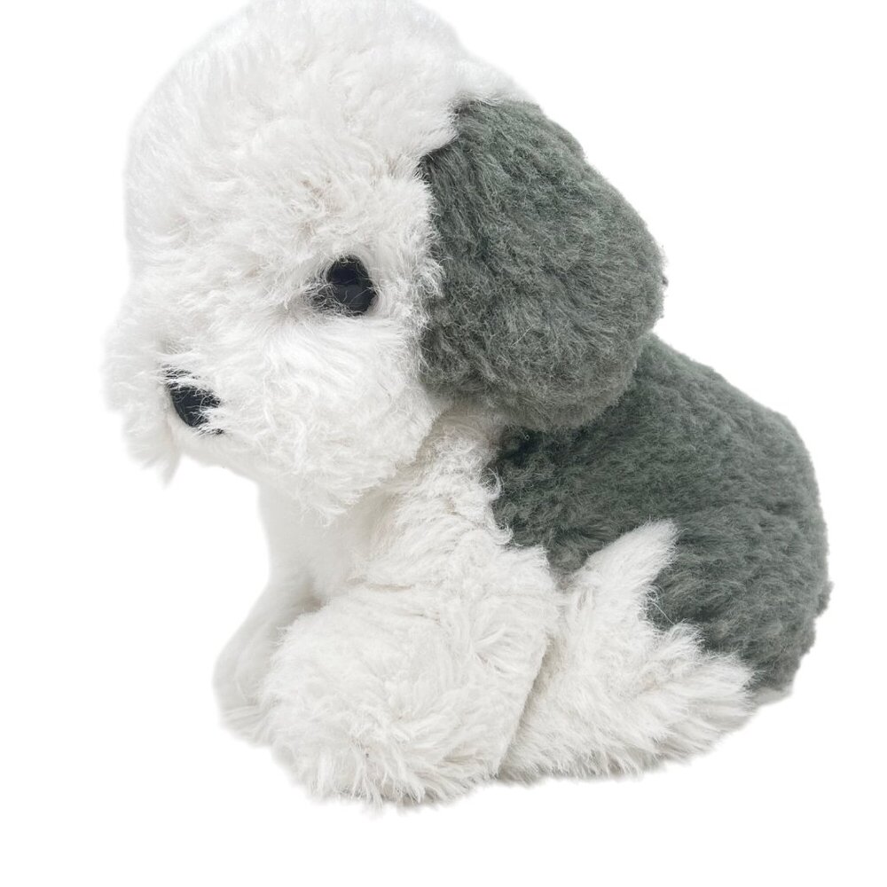 Trudi Italy White Gray‎ Sheep Dog Sheepdog Stuffed Plush Textured Coat 9" Tall